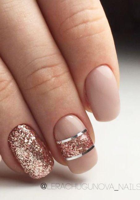 gold rose-νύχια-με-στρας-και-σχέδια-ιδέες-