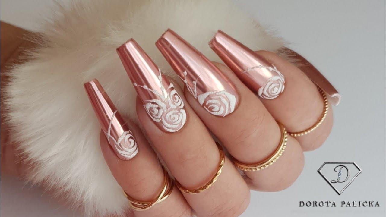 ιδέες-για-gold rose nails-τάσεις 2023-