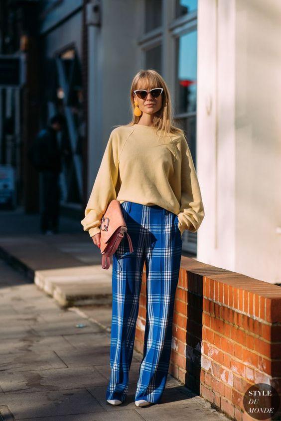 μπλε-καρό παντελόνι-ιδέες-