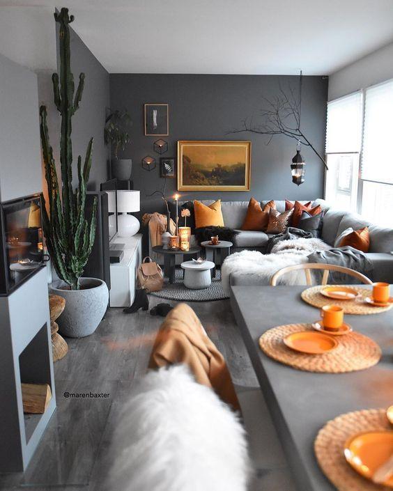 ιδέες διακόσμησης-με-γκρι σαλόνι-