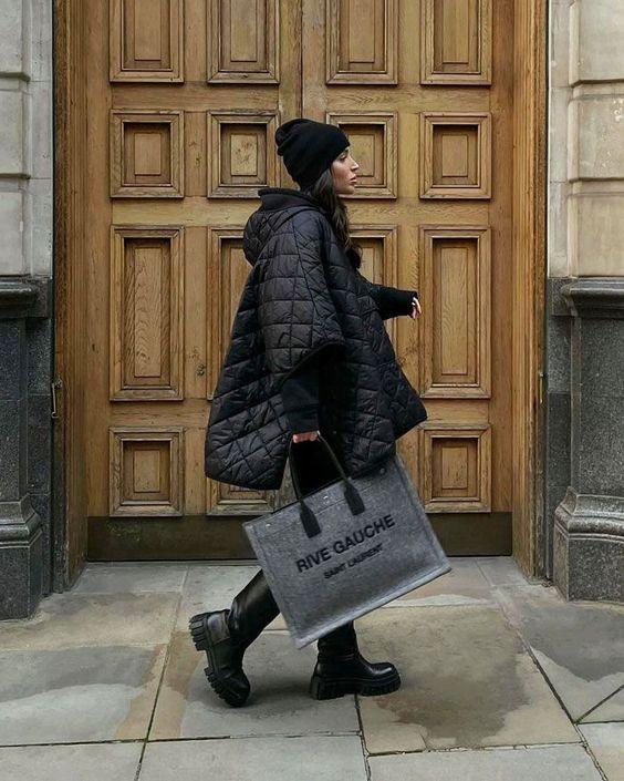 total black ντύσιμο-με-καπιτονέ-μπουφάν-ιδέες-