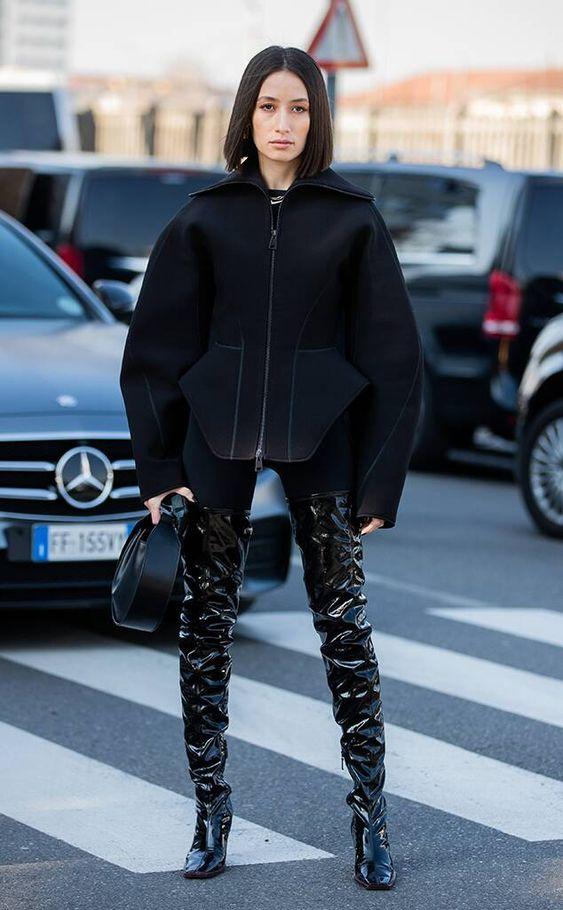 μαύρες-over the knee μπότες-vinyl-ιδέες-
