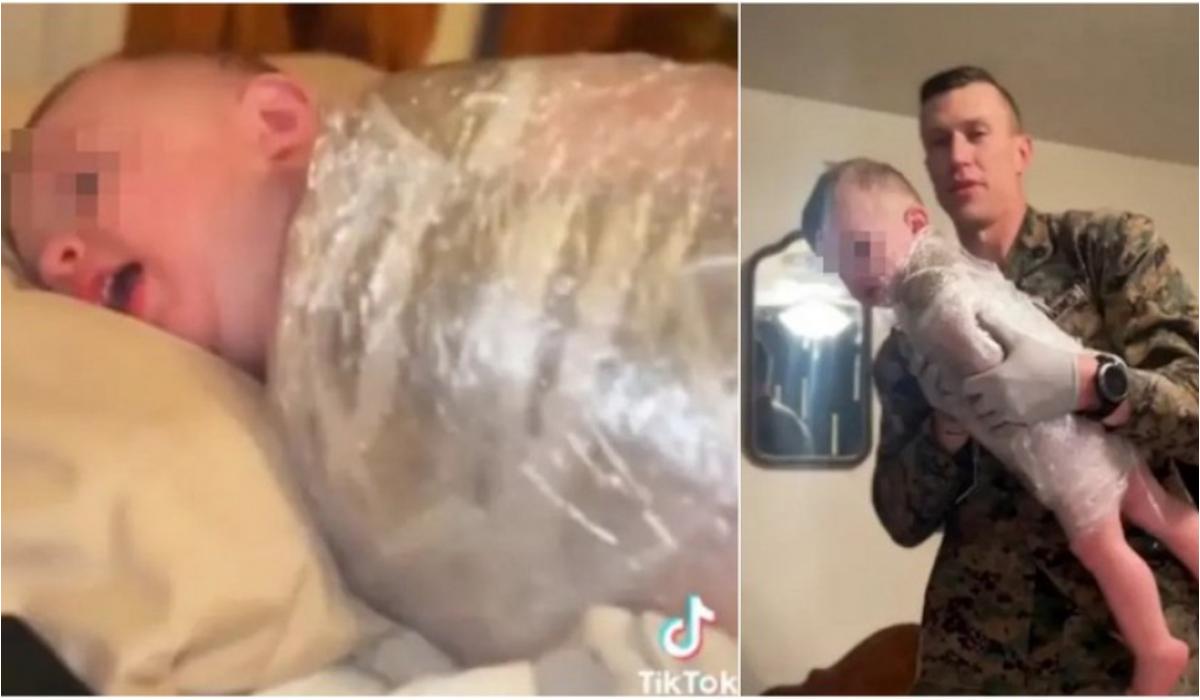 Γονείς τύλιξαν το παιδί τους με μεμβράνη για την πλάκα τους – Τους το πήρε η πρόνοια