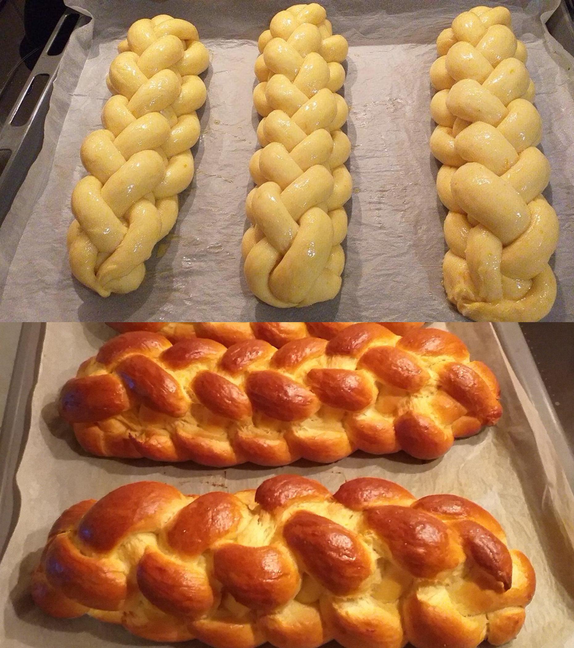 Τσουρέκια Πασχαλινά με 6 κορδόνια