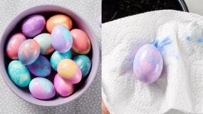 Πάσχα 2023: Βάψτε πασχαλινά αυγά με μαρμάρινη όψη χρησιμοποιώντας φυτικό λάδι