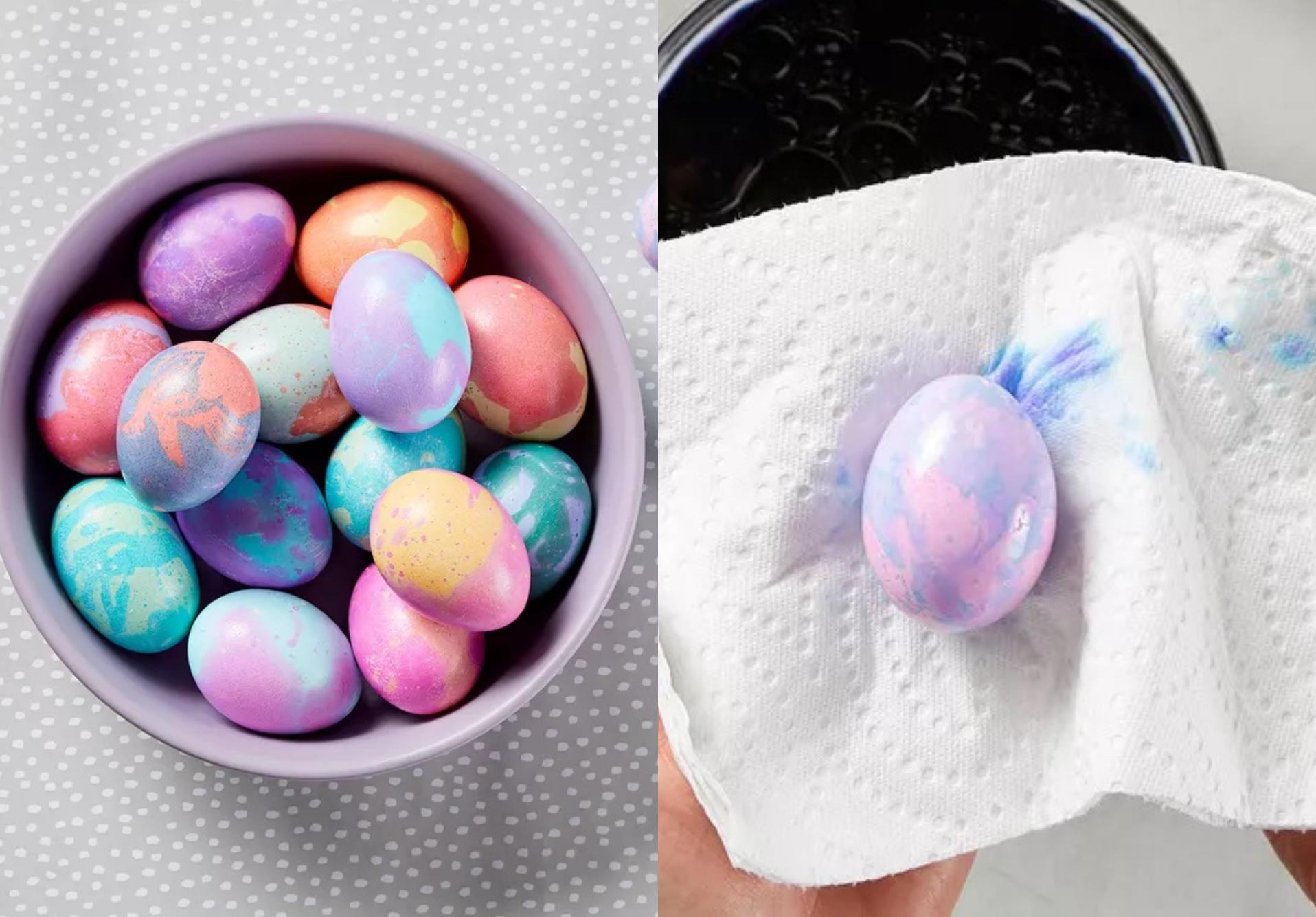 Πάσχα 2023: Βάψτε πασχαλινά αυγά με μαρμάρινη όψη χρησιμοποιώντας φυτικό λάδι