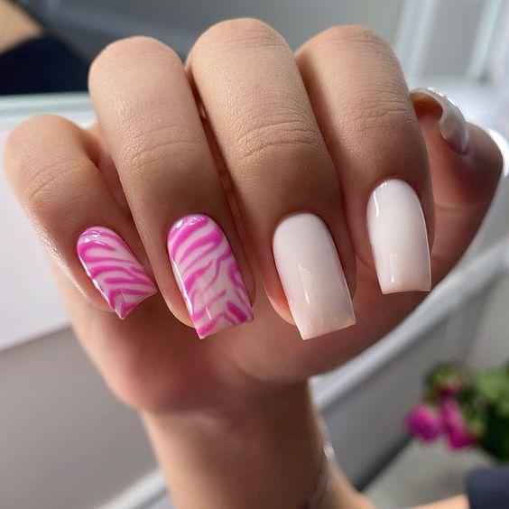 ροζ-νύχια-με-animal print-ιδέες-