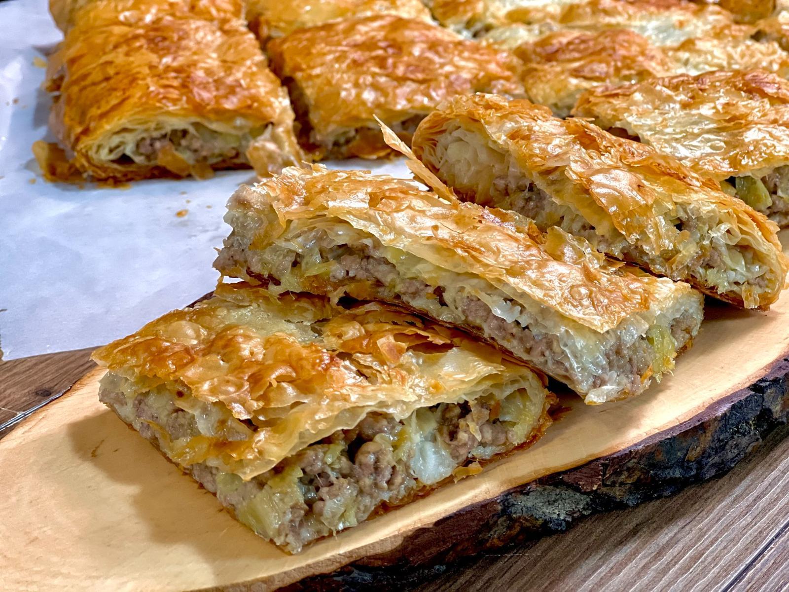 Πρασοκιμαδόπιτα με φύλλο κρούστας