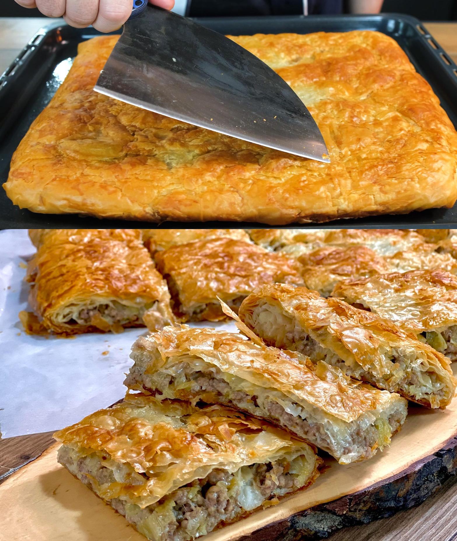 Πρασοκιμαδόπιτα με φύλλο κρούστας