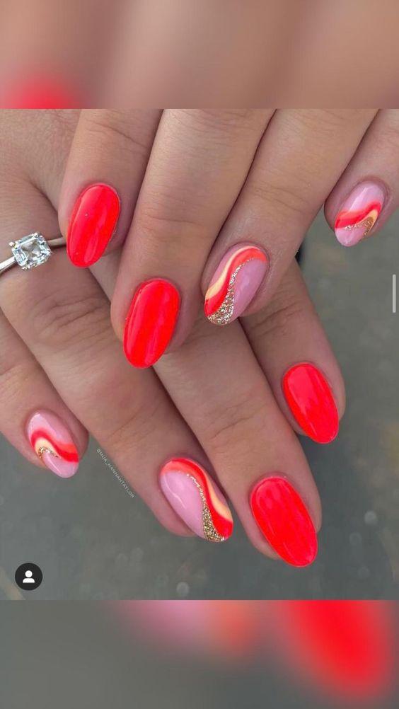 κόκκινα-νύχια-με-γκλίτερ-ιδέες-