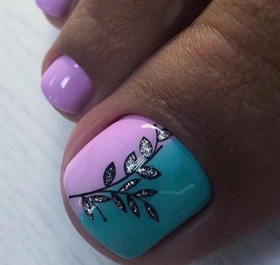 ροζ-και-θαλασσί-πεντικιούρ-με-λουλούδι-ιδέες-