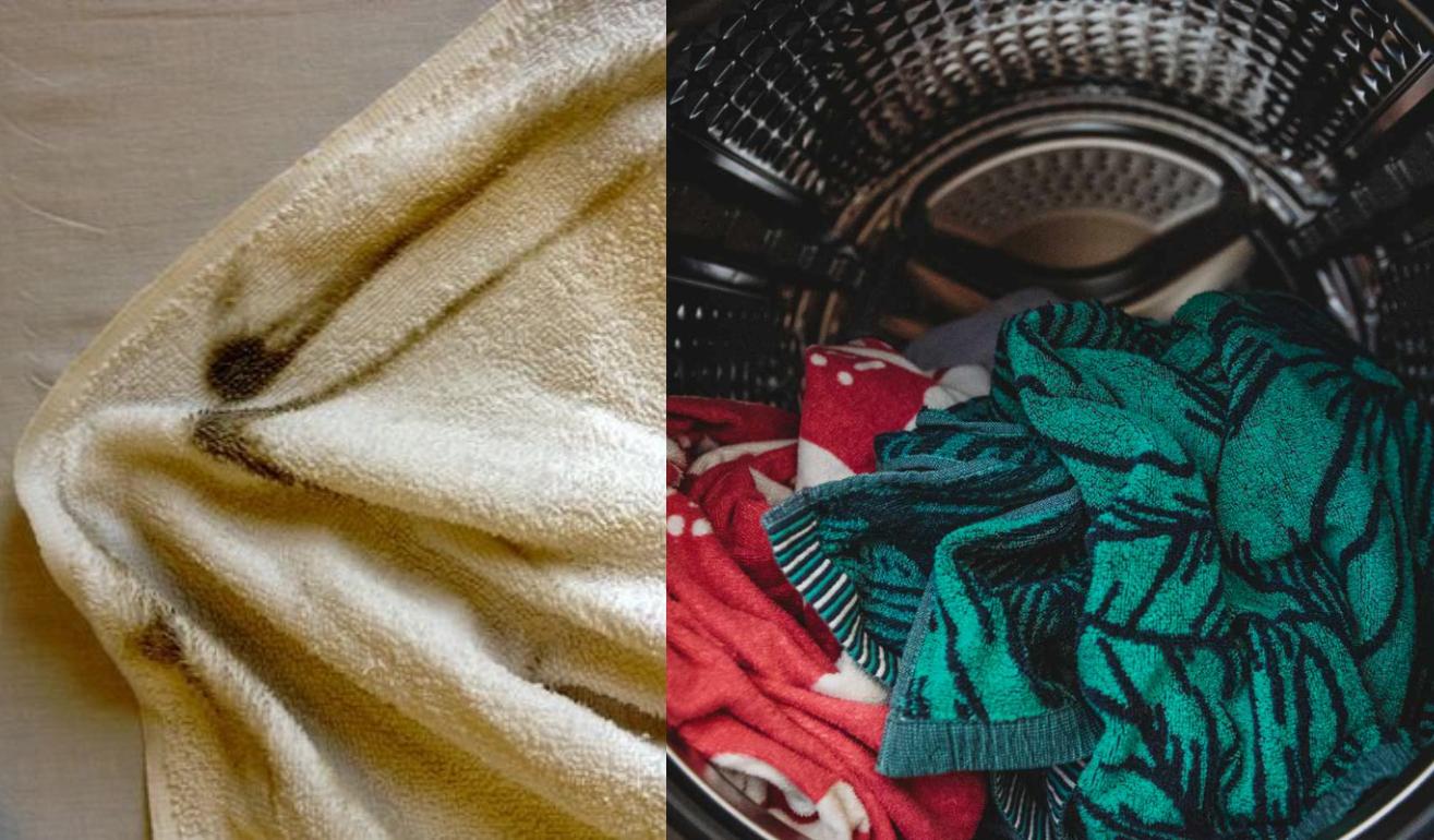 Καθάρισε αντηλιακά μούχλα άμμο και λάδια από τις πετσέτες Θαλάσσης και κάντες αφράτες