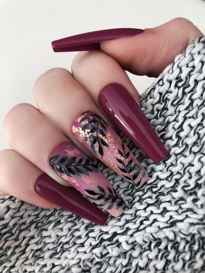 ιδέες-για-μπορντό νύχια-το-Φθινόπωρο 2023-