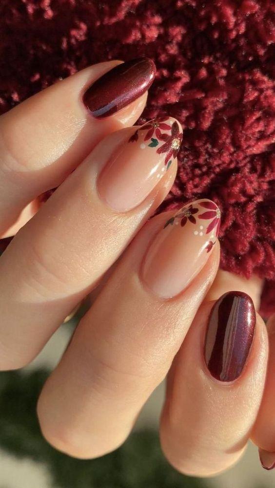 μπορντό-νύχια-με-λουλούδια-ιδέες-