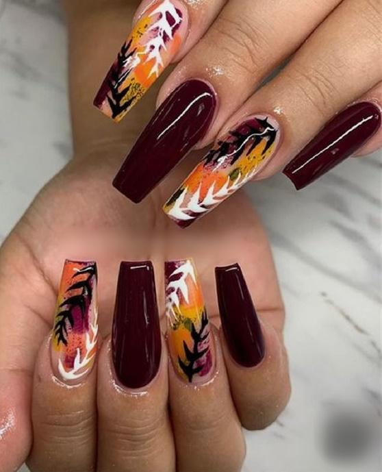 ιδέες-για-μπορντό νύχια-το-Φθινόπωρο 2023-