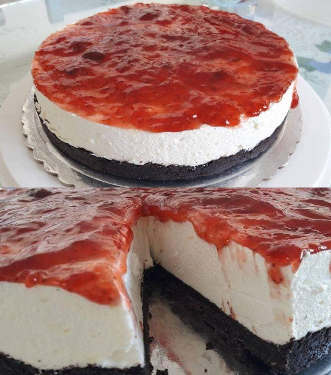 Cheesecake-φράουλα-με-μπισκότο OREO-συνταγή-
