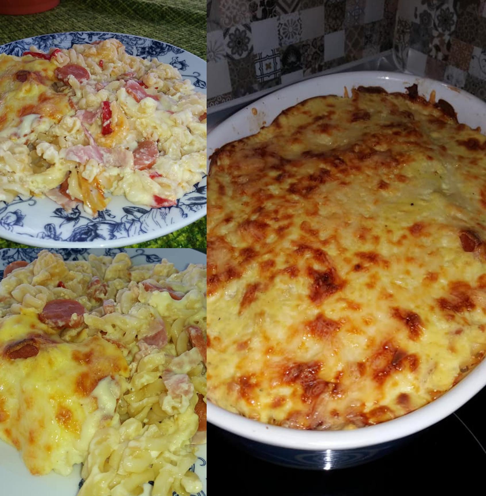 Σουφλέ με βίδες, λουκάνικο και μπέικον