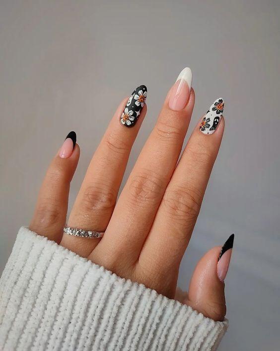 floral-μαύρα-νύχια-ιδέες-