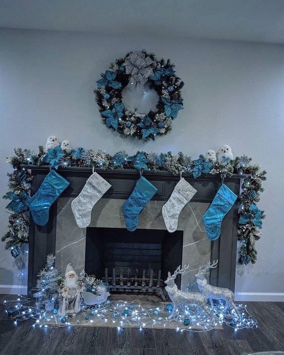 ψυχρό μπλε-στη-Χριστουγεννιάτικη διακόσμηση-τάσεις 2023 2024-Χριστουγεννιάτικες τάσεις-