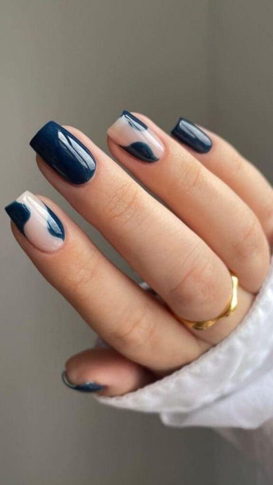 bubble nails-σε-σκούρο μπλε-ιδέες-