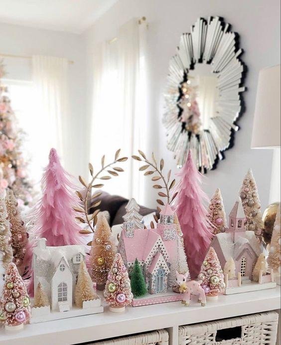 ιδέες-για-χριστουγεννιάτικη διακόσμηση-στο-σπίτι-σε-ροζ-Χριστούγεννα 2023-τάσεις-