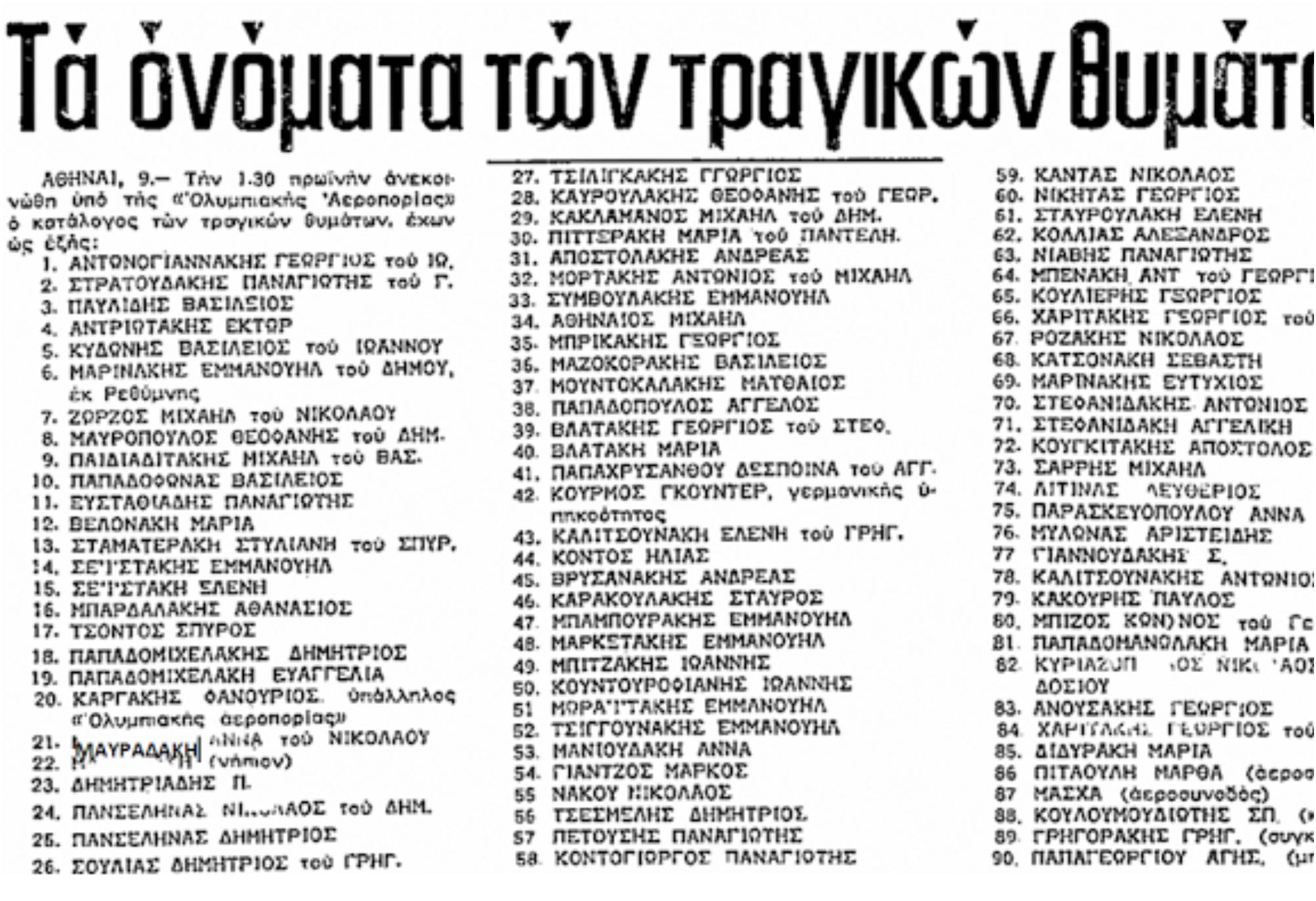8 Δεκεμβρίου 1969: Τρία χρόνια μετά το ναυάγιο του «Ηράκλειον» – Η αεροπορική τραγωδία με τους 90 νεκρούς που έβαψε τα Χανιά στα μαύρα