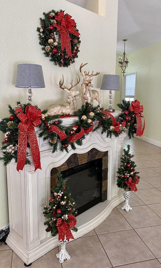 χριστουγεννιάτικη-διακόσμηση-στο-τζάκι-με-κορδέλες-ιδέες- χριστουγεννιάτικη-διακόσμηση-στο-τζάκι-με-κορδέλες-ιδέες-