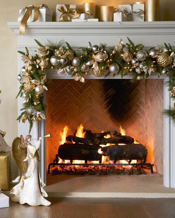 χριστουγεννιάτικη-γιρλάντα-με-χρυσά-και-ασημί-στολίδια-στο-τζάκι-ιδέες- χριστουγεννιάτικη-γιρλάντα-με-χρυσά-και-ασημί-στολίδια-στο-τζάκι-ιδέες-