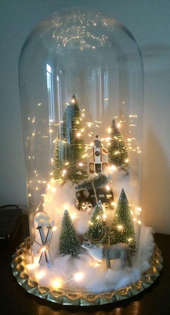 χριστουγεννιάτικη γυάλα-με-βαμβάκι-και-φωτάκια-ιδέες- χριστουγεννιάτικη γυάλα-με-βαμβάκι-και-φωτάκια-ιδέες-