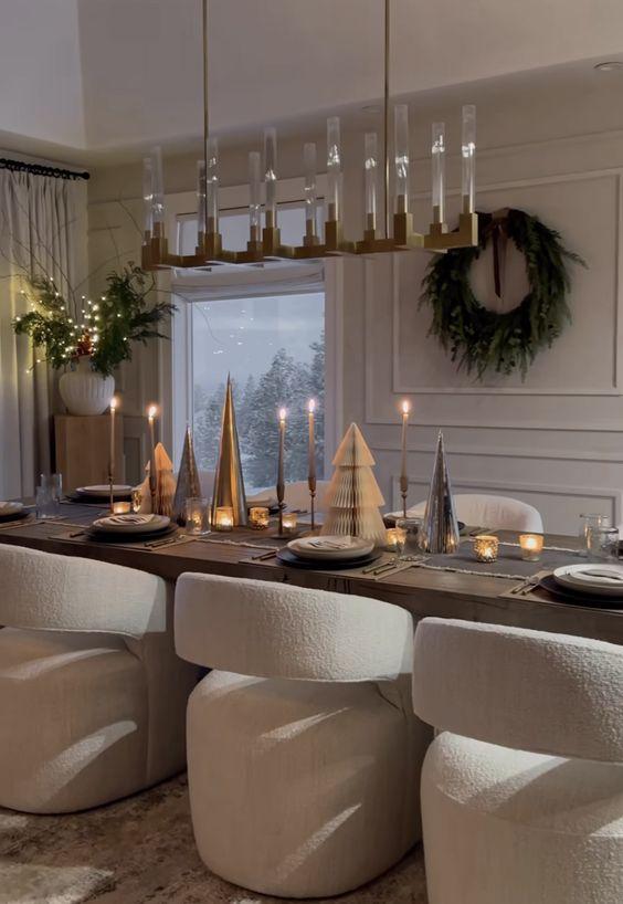 χριστουγεννιάτικο τραπέζι-με-φυσικά υλικά-και-οριγκάμι-ιδέες-