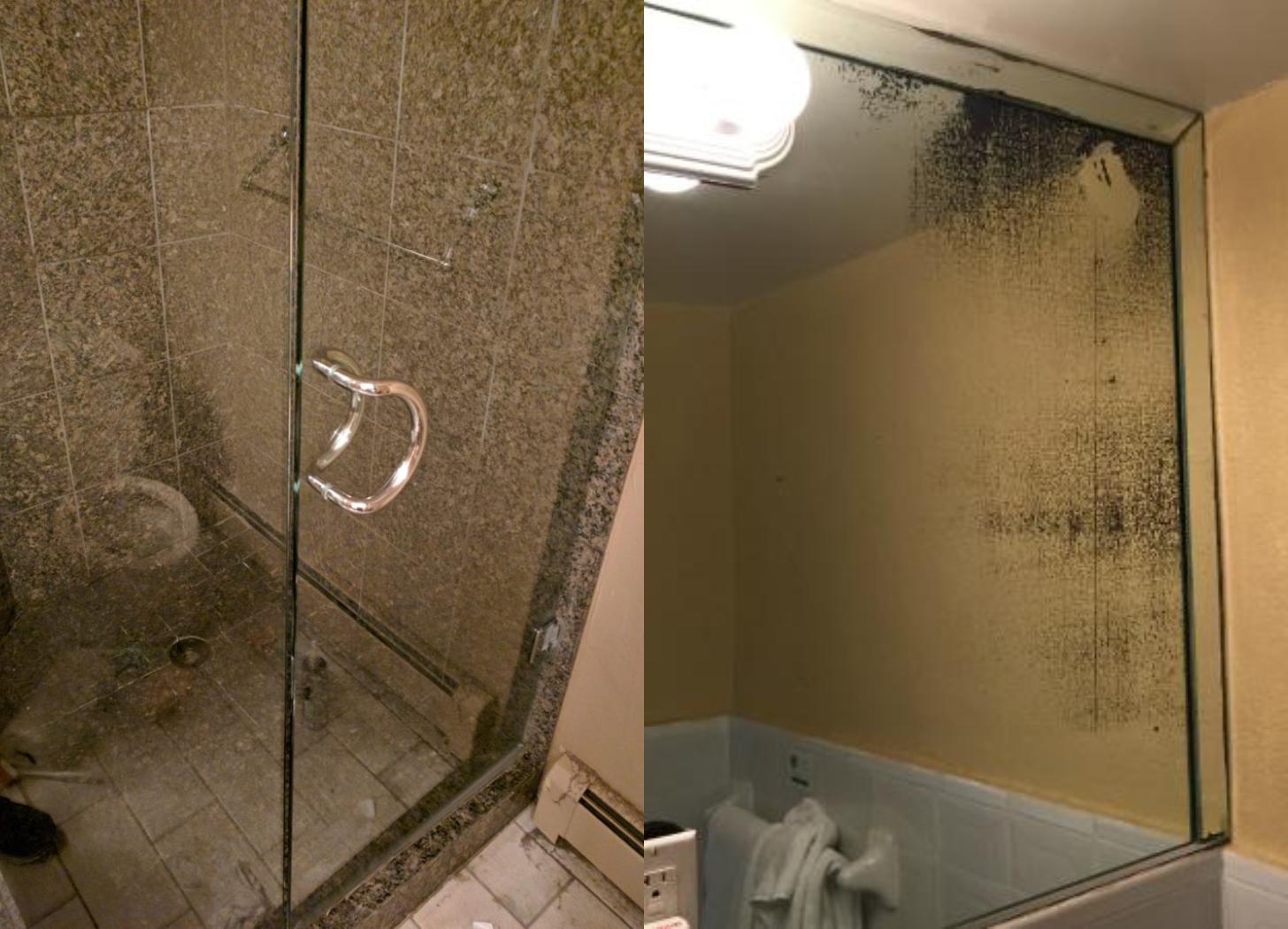 Αφαιρέστε τα άλατα από την γυάλινη ντουζιέρα και τον καθρέφτη του μπάνιου με ταλκ