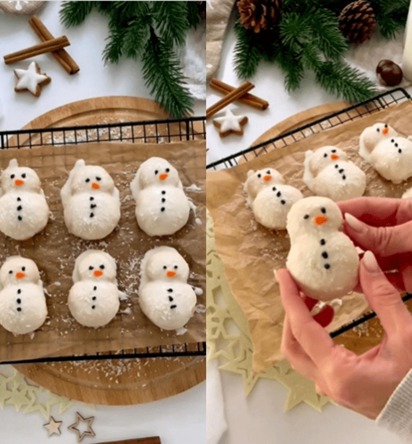 Μπισκότα χιονάνθρωποι με ζαχαρούχο
