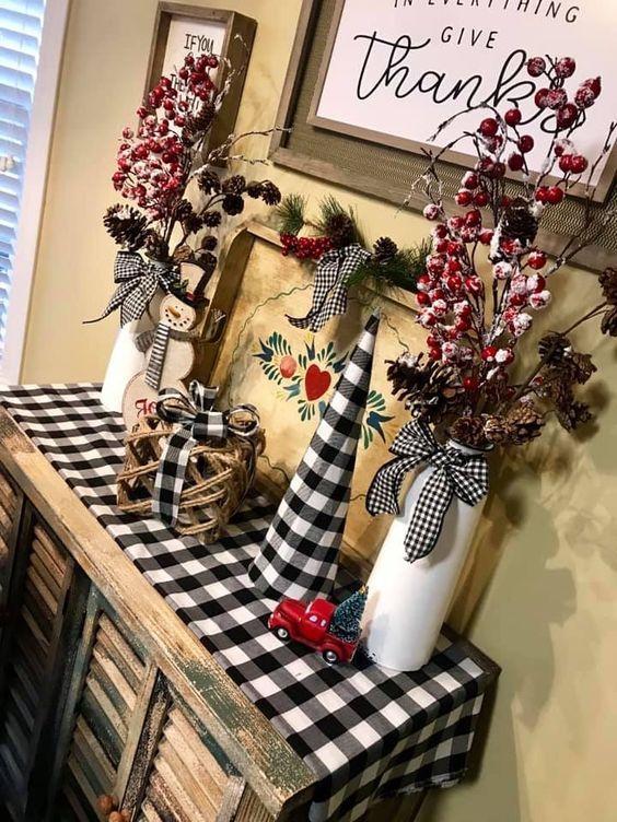 καρό-διακόσμηση-στο-έπιπλο-του-χολ-ιδέες-