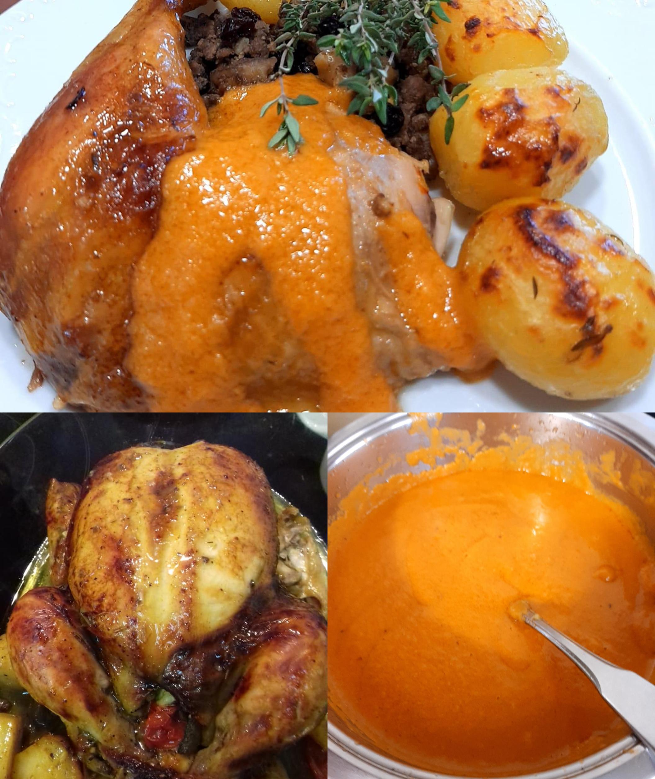 Χριστουγεννιάτικο γεμιστό κοτόπουλο με σάλτσα λαχανικών