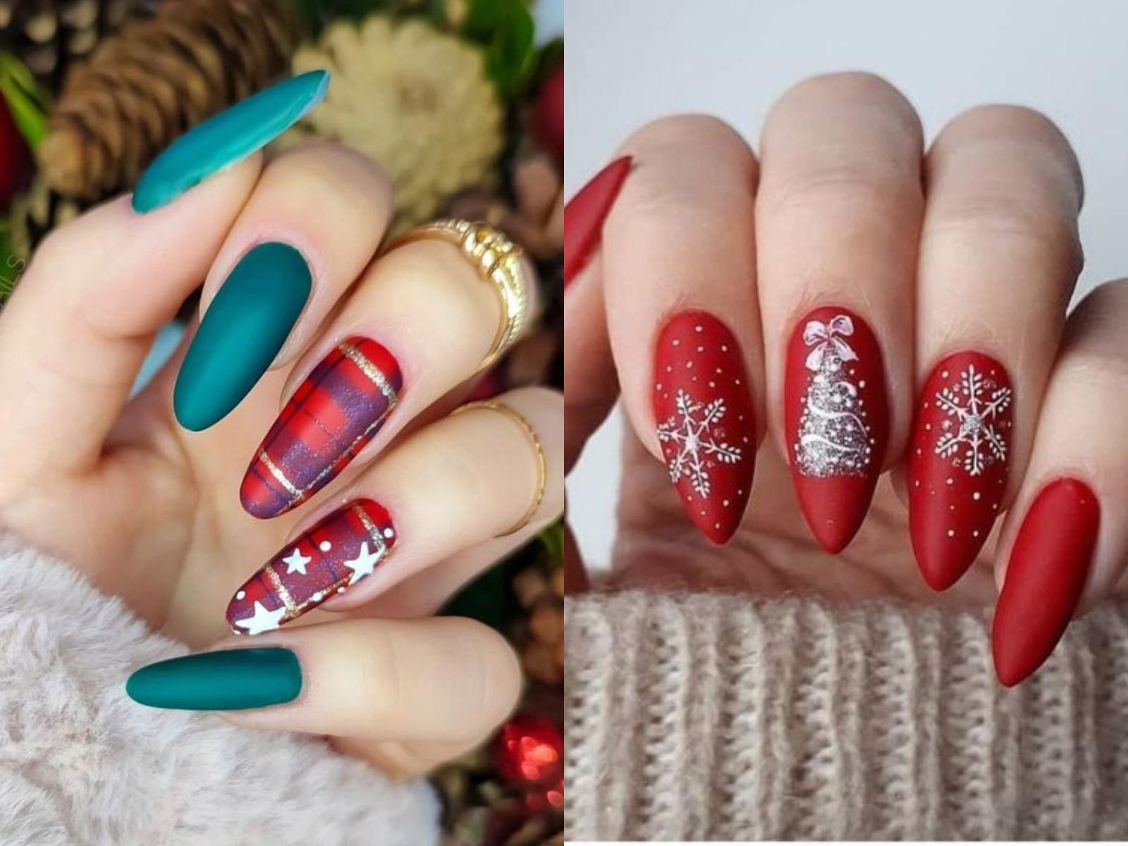 ιδέες-για-ματ-χριστουγεννιάτικα νύχια-Χριστούγεννα 2023-