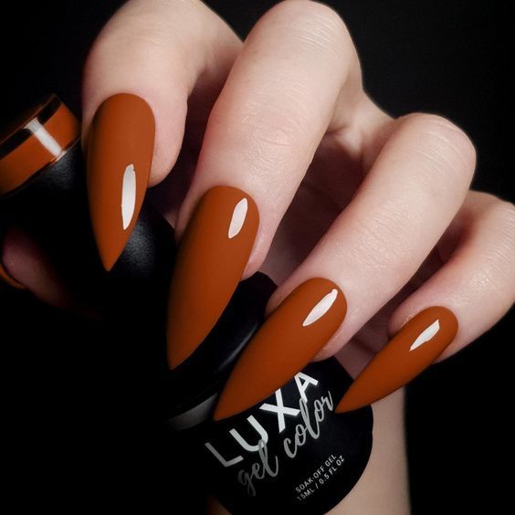 μυτερά-μεγάλα-καφέ νύχια-ιδέες-