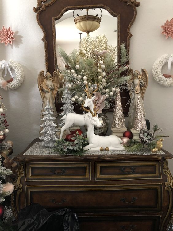 vintage-χριστουγεννιάτικη διακόσμηση-στο-μπουφέ-ιδέες-