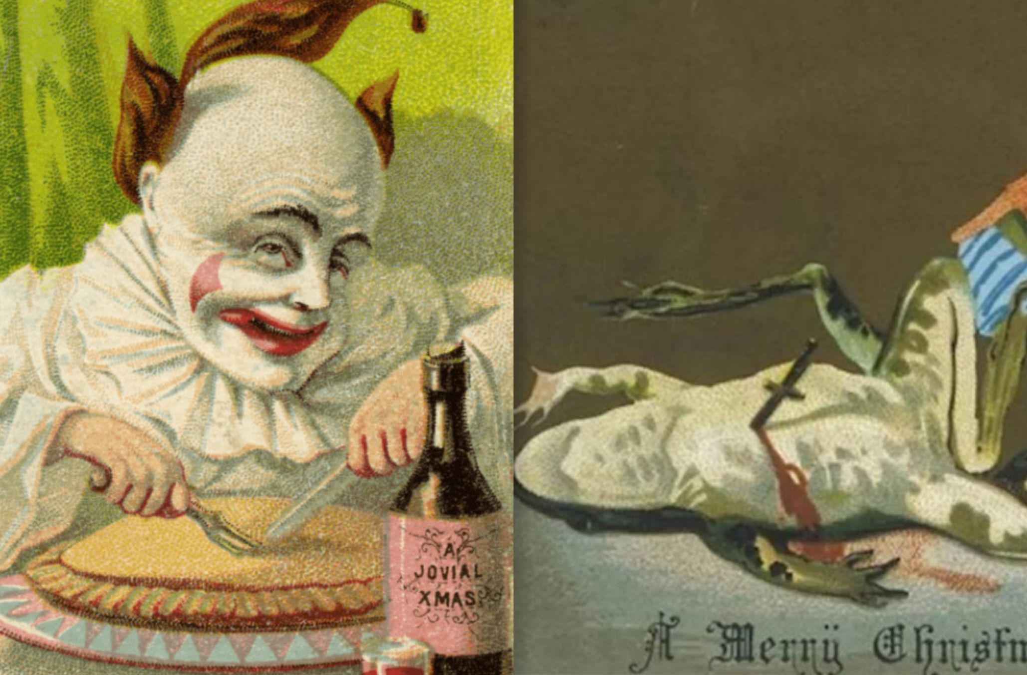 Χριστουγεννιάτικες κάρτες Βικτωριανής Εποχής: Ανατριχιαστικές ευχετήριες κάρτες με νεκρά πουλιά, βασανιστήρια και βάτραχους δολοφόνους