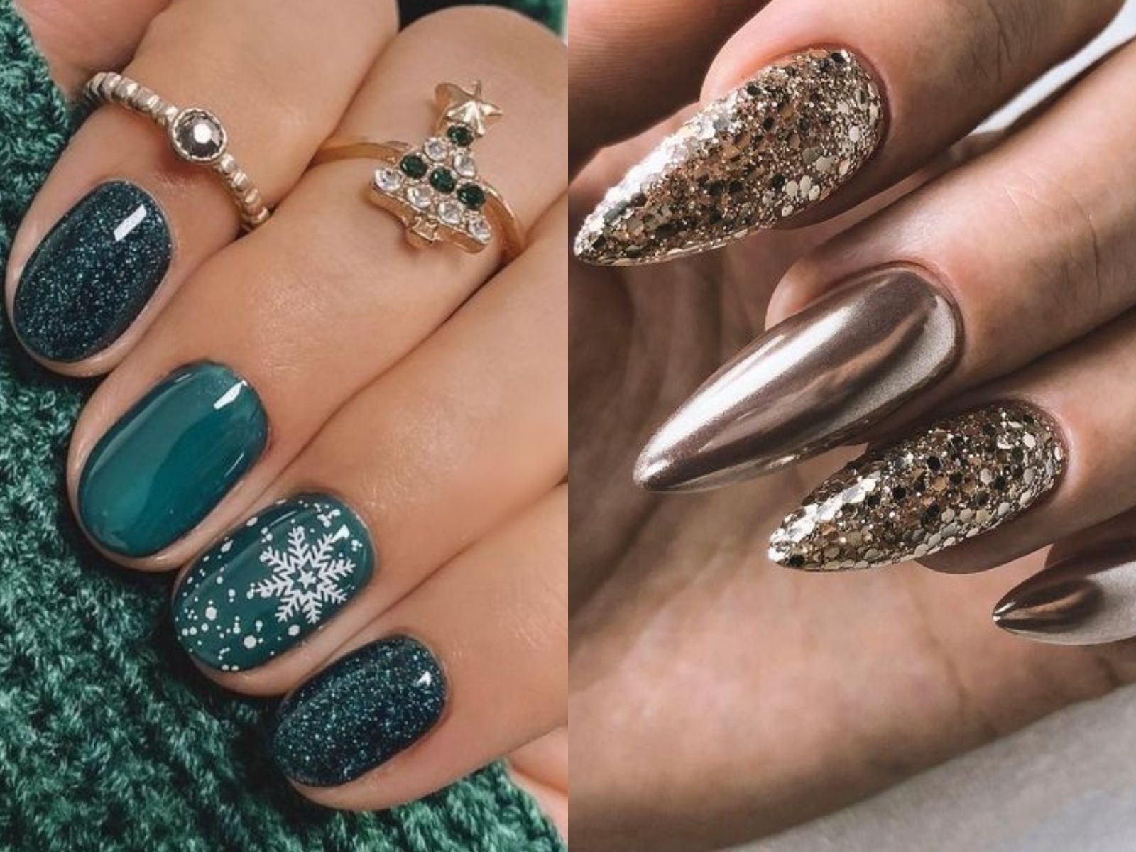 ιδέες-για-χριστουγεννιάτικα-νύχια-με-γκλίτερ-στρας-και-χριστουγεννιάτικα σχέδια-Χριστούγεννα 2023-