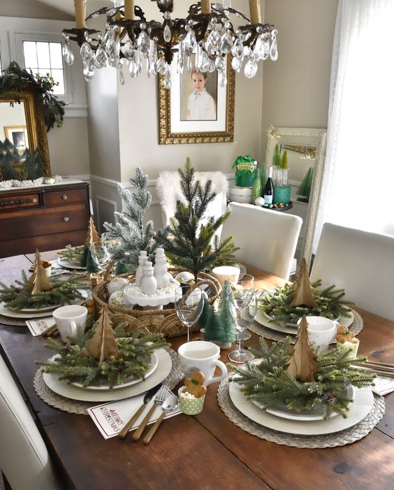 χριστουγεννιάτικα δεντράκια-και-ξύλινα διακοσμητικά-στο-τραπέζι-ιδέες-
