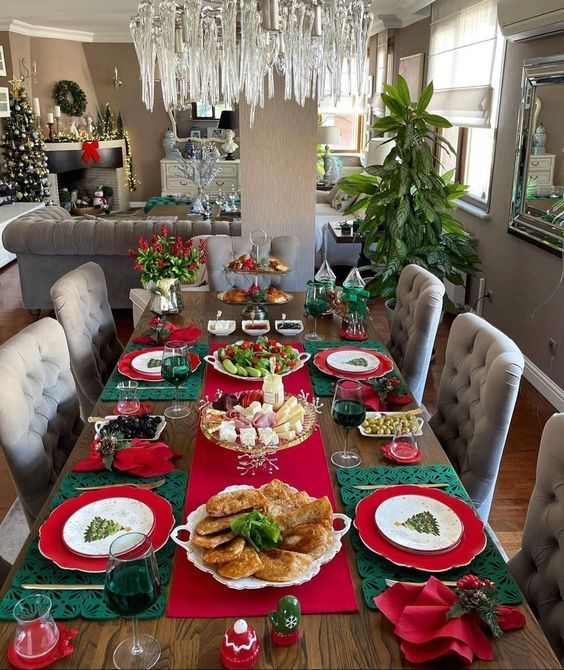 πράσινο-και-κόκκινο-χρώμα-στο-χριστουγεννιάτικο τραπέζι-ιδέες-