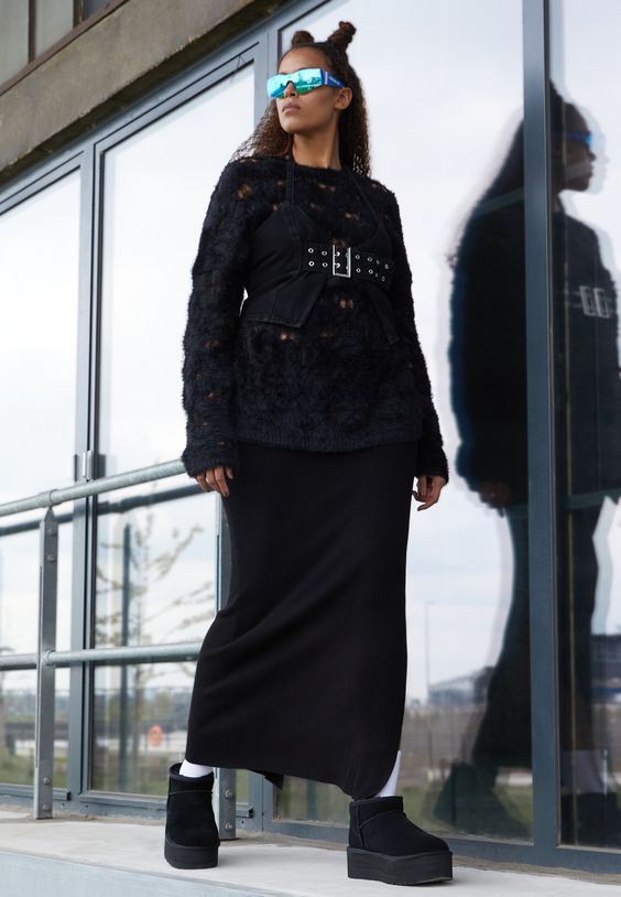 μαύρες-ugg-μπότες-με-μάξι φούστα-ιδέες- μαύρες-ugg-μπότες-με-μάξι φούστα-ιδέες-
