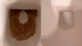 Πουρί μαυρίλες και καφέ σημάδια στον πάτο της τουαλέτας:
