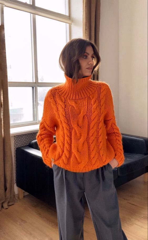 πορτοκαλί-πλεκτό-πουλόβερ-με-ανδρόγυνο-παντελόνι-ιδέες- πορτοκαλί-πλεκτό-πουλόβερ-με-ανδρόγυνο-παντελόνι-ιδέες-