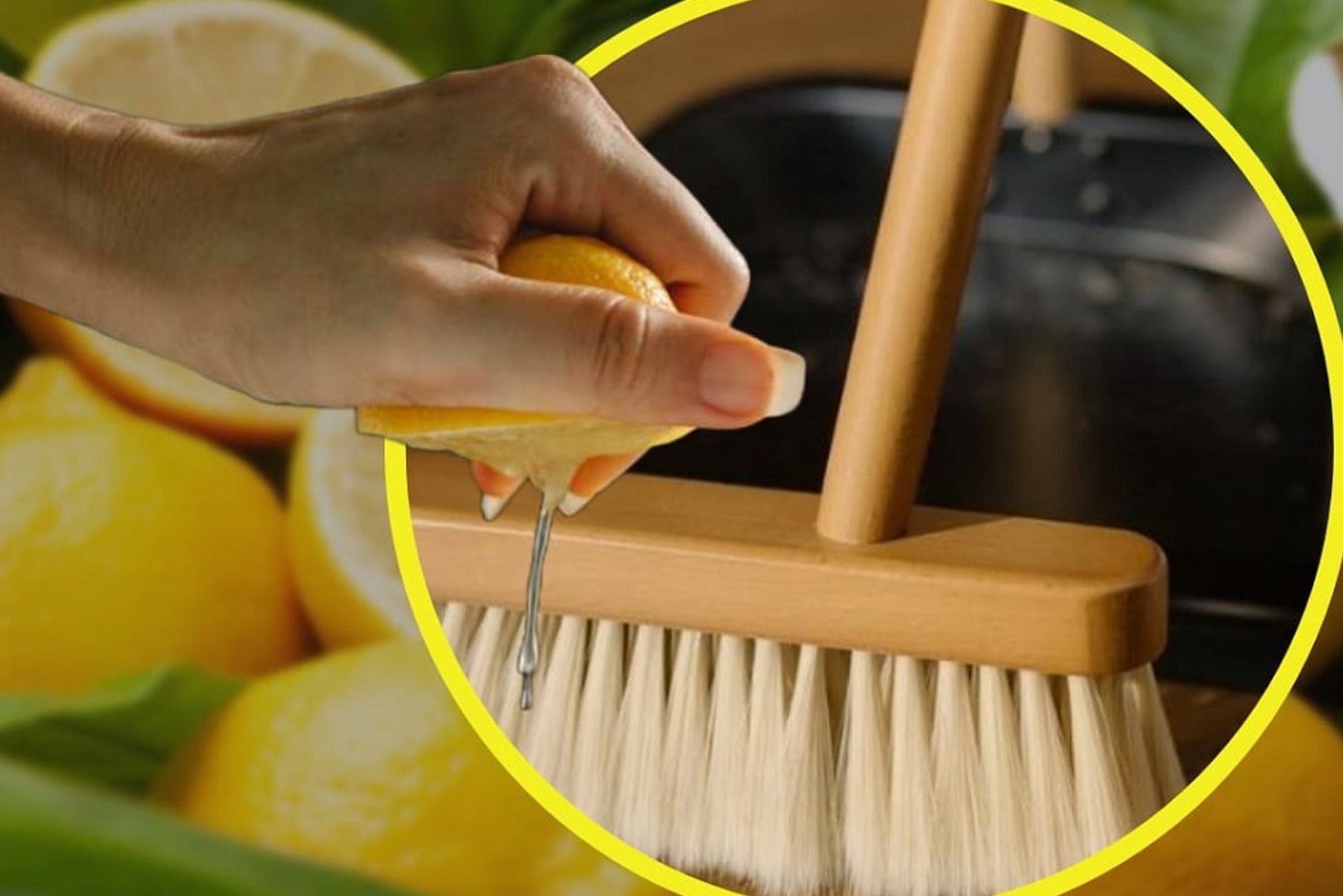 Βρώμικό πάτωμα και σκούπα γεμάτη σκόνη και χνούδια: Απαλλαγείτε ρίχνοντας λεμόνι στις τρίχες της σκούπας
