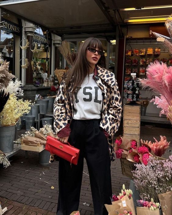 λεοπάρ-μπουφάν-με-μαύρο παντελόνι-ιδέες-