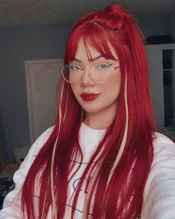 έντονα-κόκκινα μαλλιά-με-ξανθές ανταύγειες-ιδέες- έντονα-κόκκινα μαλλιά-με-ξανθές ανταύγειες-ιδέες-