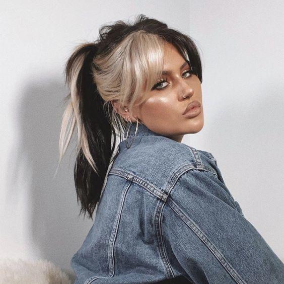 μαύρα-μαλλιά-με-ξανθές ανταύγειες-ιδέες-