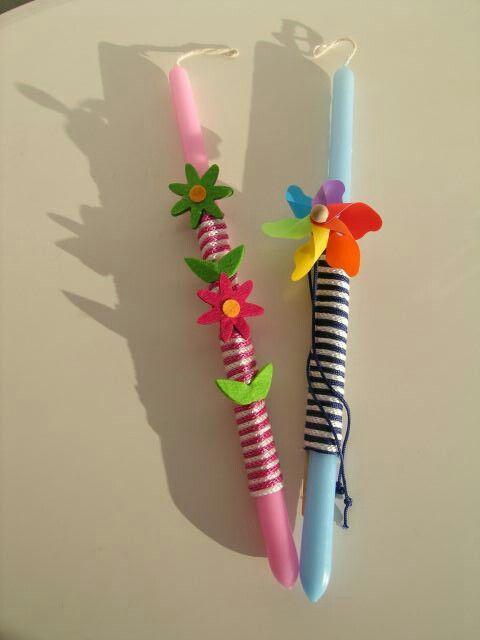 πασχαλινές-λαμπάδες-για-παιδιά-με-λουλούδια-ιδέες-