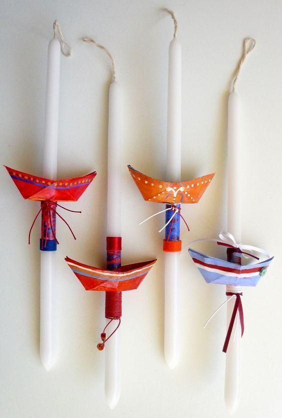 πασχαλινή-λαμπάδα-με-χάρτινο καραβάκι-ιδέες-